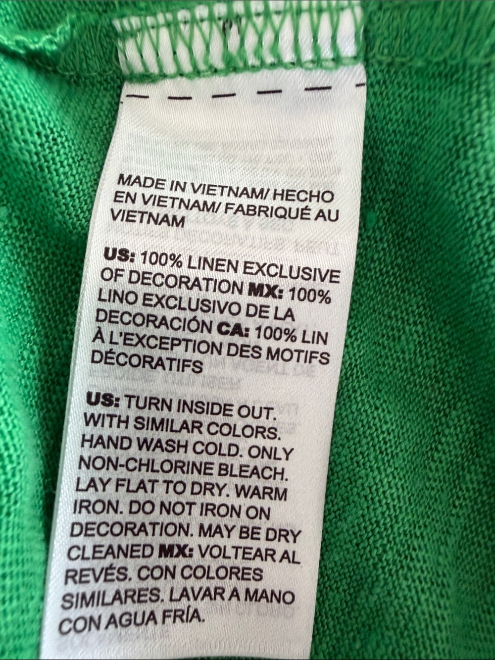 Chico's Embroidered Linen 3/4 Sleeve Tunic Women's Medium Green Floral - Picture 9 of 10